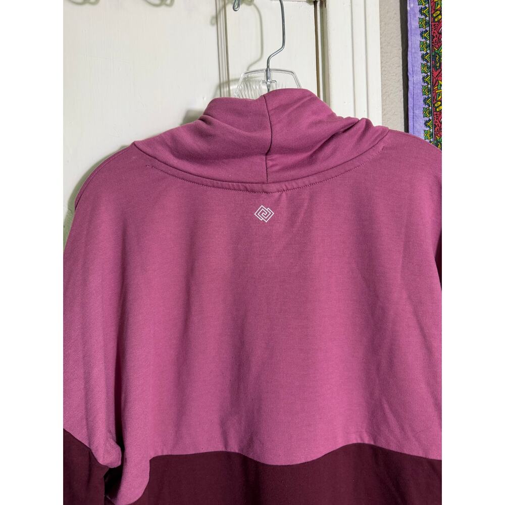 Zelos Color Block Cowl Neck Hoodie Pink Burgundy Pullover Sweatshirt - Large - Picture 5 of 8
